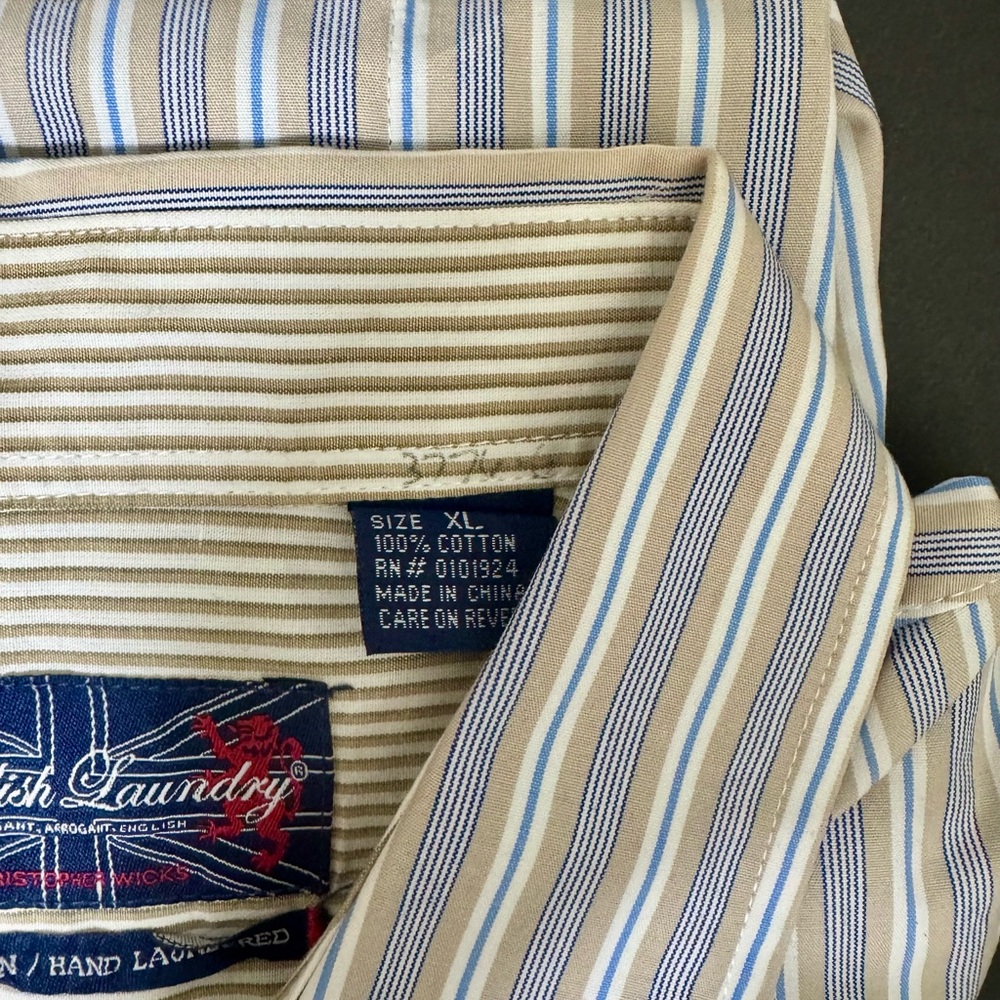 English Laundry Blue and White Casual Button Down Shirt - Picture 3 of 8